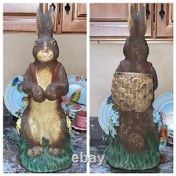 HTF BETHANY LOWE 22 Large Easter Bunny Rabbit Figure Paper Mache Antique Style