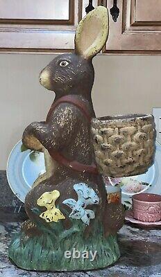 HTF BETHANY LOWE 22 Large Easter Bunny Rabbit Figure Paper Mache Antique Style