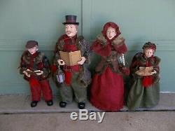 HTF Huge Deluxe Detailed Victorian Family of 4 Carolers with Song Books 35 26