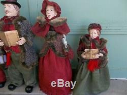 HTF Huge Deluxe Detailed Victorian Family of 4 Carolers with Song Books 35 26