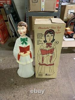 HTF Vintage Empire GIRL Choir Caroler Christmas Blow Mold with Box