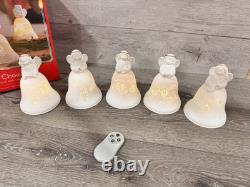 Hallmark Snowmen Bell Choir 5 SONGS Synchronized Music Color Lights Remote