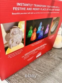 Hallmark Snowmen Bell Choir 5 SONGS Synchronized Music Color Lights Remote