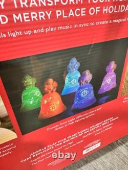 Hallmark Snowmen Bell Choir 5 SONGS Synchronized Music Color Lights Remote