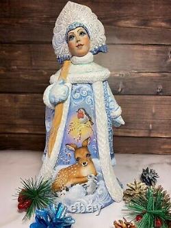 Hand Carved Russian Wooden Santa Snow Maiden Christmas ornaments