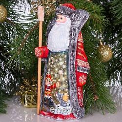 Hand carved Wooden Santa Figurine 9, Russian Santa Ded Moroz, MADE IN UKRAINE