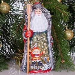 Hand carved Wooden Santa Figurine 9, Russian Santa Ded Moroz, MADE IN UKRAINE