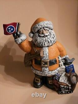 Handmade Ceramic Tennessee Santa Claus Keepsake Santa, Tennessee Flag, Orange