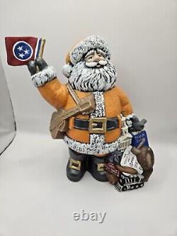 Handmade Ceramic Tennessee Santa Claus Keepsake Santa, Tennessee Flag, Orange