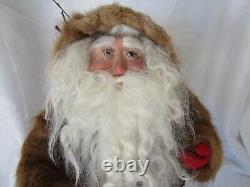 Handmade Father Christmas Old World Santa Claus FIGURE, 18, FUR COAT, AMAZING