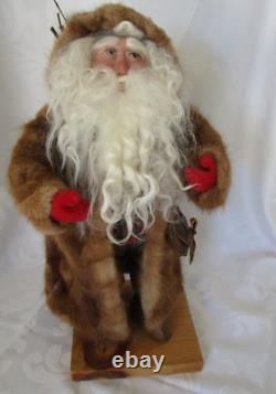 Handmade Father Christmas Old World Santa Claus FIGURE, 18, FUR COAT, AMAZING