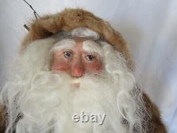 Handmade Father Christmas Old World Santa Claus FIGURE, 18, FUR COAT, AMAZING