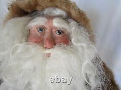 Handmade Father Christmas Old World Santa Claus FIGURE, 18, FUR COAT, AMAZING