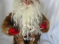 Handmade Father Christmas Old World Santa Claus FIGURE, 18, FUR COAT, AMAZING