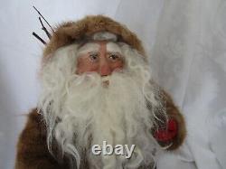 Handmade Father Christmas Old World Santa Claus FIGURE, 18, FUR COAT, AMAZING