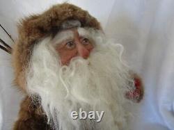 Handmade Father Christmas Old World Santa Claus FIGURE, 18, FUR COAT, AMAZING