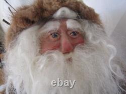 Handmade Father Christmas Old World Santa Claus FIGURE, 18, FUR COAT, AMAZING