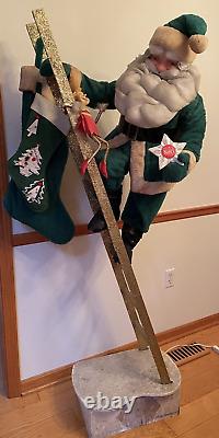 Harold Gale Santa Claus Christmas Store Display Ladder Elf Stocking 70 Vintage