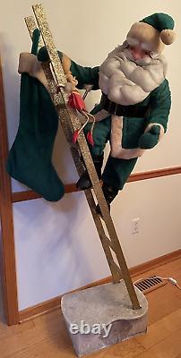 Harold Gale Santa Claus Christmas Store Display Ladder Elf Stocking 70 Vintage