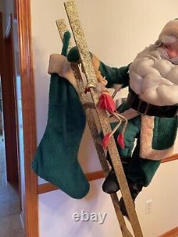 Harold Gale Santa Claus Christmas Store Display Ladder Elf Stocking 70 Vintage