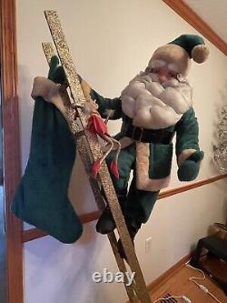 Harold Gale Santa Claus Christmas Store Display Ladder Elf Stocking 70 Vintage