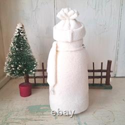 Hearts & Ivy 7.5 White Snowman With Gold Glitter Tree and Bucket of Berries