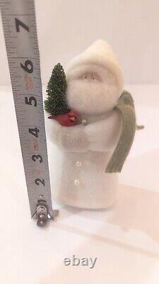 Hearts & Ivy Plush IVORY SANTA WITH CARDINAL TREE GREEN SCARF 6 Christmas