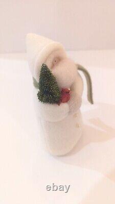 Hearts & Ivy Plush IVORY SANTA WITH CARDINAL TREE GREEN SCARF 6 Christmas