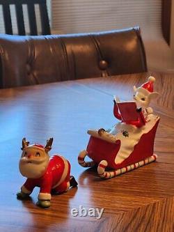 Holt Howard Christmas Santa Pulling Reindeer In Sleigh