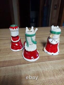 Holt Howard Christmas, Wee 3 Kings, candle holders, bells. 1960 HH Japan 3-1/2