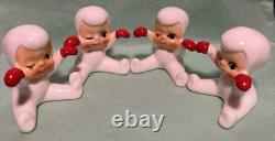 Holt Howard Snowbabies 1959 Set of 4 Placard Holders Snow Babies (One repaired)