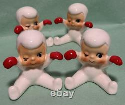 Holt Howard Snowbabies 1959 Set of 4 Placard Holders Snow Babies (One repaired)