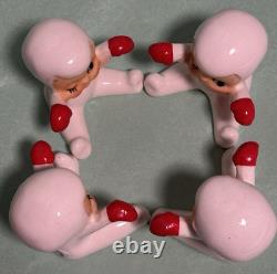 Holt Howard Snowbabies 1959 Set of 4 Placard Holders Snow Babies (One repaired)
