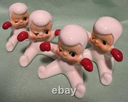 Holt Howard Snowbabies 1959 Set of 4 Placard Holders Snow Babies (One repaired)