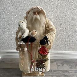 House Of Hatten Christmas Santa Figure Doll Antique Lace Dress Presents Bear 20