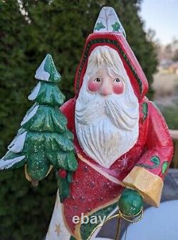 House Of Hatten D Calla Huge 22 Santa In Stocking Holding Moon Star Tree Folk