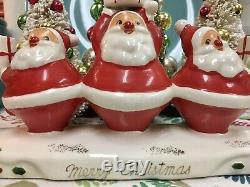 Htf Vintage Holt Howard Triple Santa Candle Holder & Bonus Salt MCM Wonderful A+