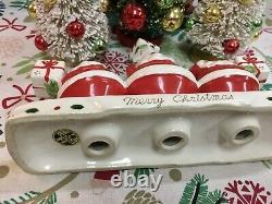 Htf Vintage Holt Howard Triple Santa Candle Holder & Bonus Salt MCM Wonderful A+