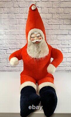 Huge 56 Vintage 1950's Santa Claus Plush Store Display Plastic Face EXCELLENT