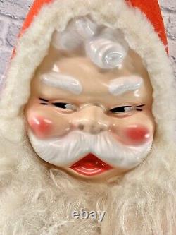 Huge 56 Vintage 1950's Santa Claus Plush Store Display Plastic Face EXCELLENT