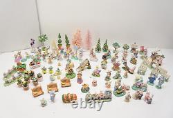 Huge Cottontail Lane Midwest Importers Lot of Easter Bunnies Trees Bench +Extras