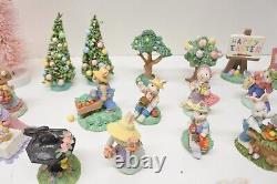 Huge Cottontail Lane Midwest Importers Lot of Easter Bunnies Trees Bench +Extras