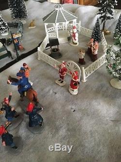 Huge Lot Of Lemax Christmas Figurines And Scenery Flying Santa White Lion Pub