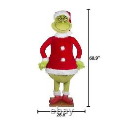 In Hand! Christmas Santa 5.74 Ft Tall Life Size Animated Grinch Prop Speaks