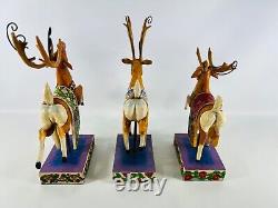 Jim Shore HeartWood Creek DASH AWAY & DELIVERING JOY SANTA/REINDEER SET No Box