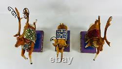 Jim Shore HeartWood Creek DASH AWAY & DELIVERING JOY SANTA/REINDEER SET No Box