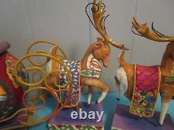 Jim Shore Santa Sleigh & 3 Reindeer Set Delivering Joy Dash Away Christmas Magic