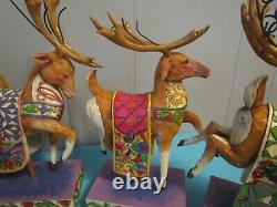 Jim Shore Santa Sleigh & 3 Reindeer Set Delivering Joy Dash Away Christmas Magic