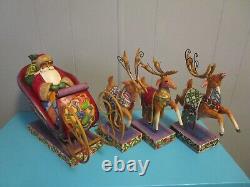 Jim Shore Santa Sleigh & 3 Reindeer Set Delivering Joy Dash Away Christmas Magic