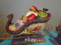 Jim Shore Santa Sleigh & 3 Reindeer Set Delivering Joy Dash Away Christmas Magic